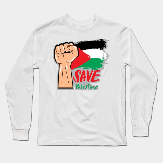 Save Palestine Long Sleeve T-Shirt by Handini _Atmodiwiryo